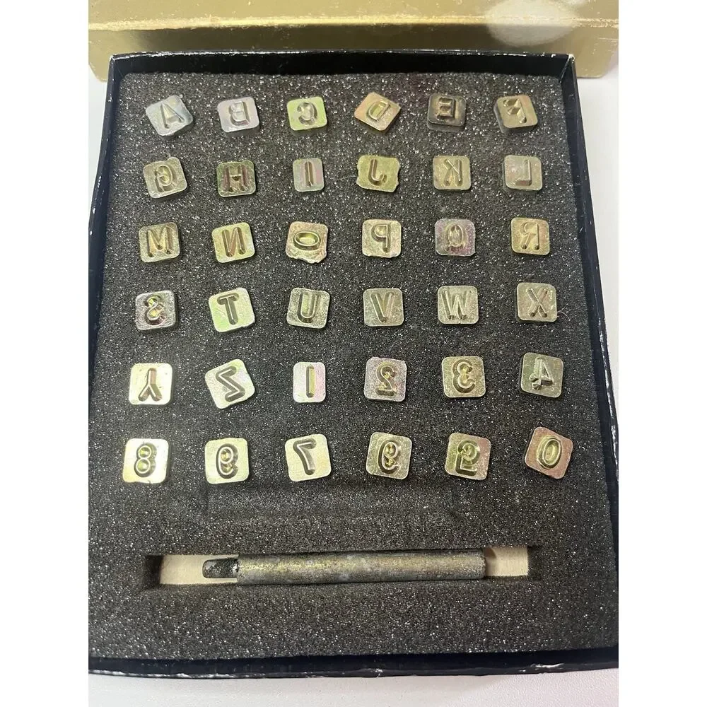 Vintage Craftool Co Alphabet & Number Set Lot Leather Stamps Original Box USA